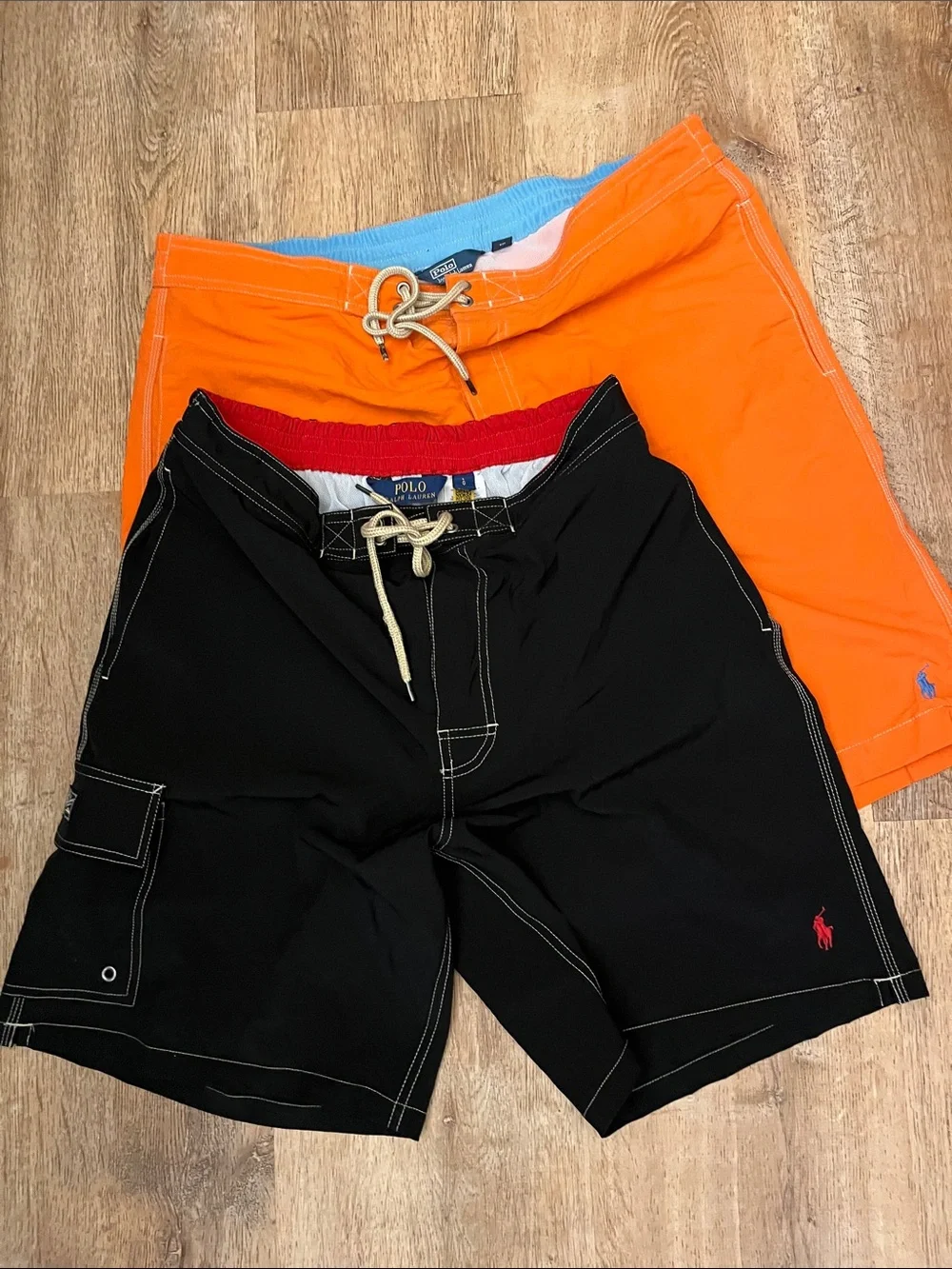 Polo by Ralph Lauren Black & Orange Men’s Swim Board Shorts
